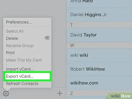 Step 9 Clique em Exportar vCard.