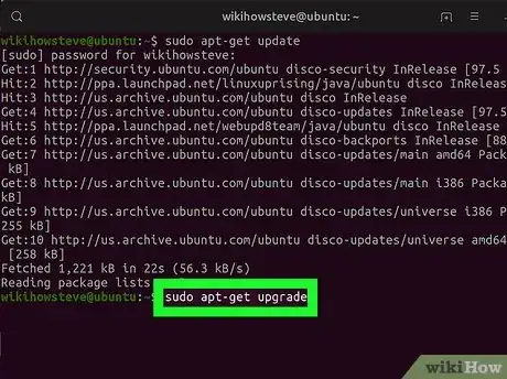 Step 9 Use o comando sudo apt-get upgrade para atualizar pacotes de softwares.