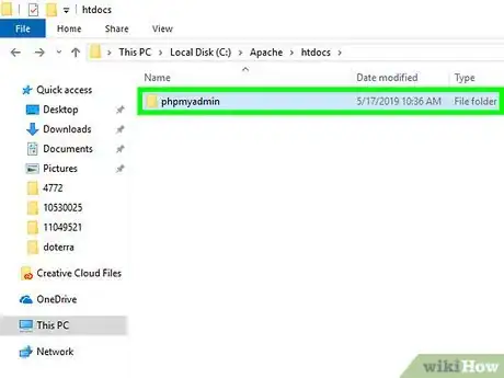 Step 9 Altere o nome da pasta copiada para phpmyadmin.