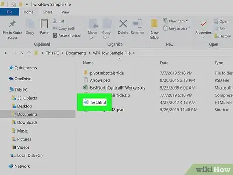 Step 2 Clique com o botão direito no arquivo de extensão .htm ou .html.