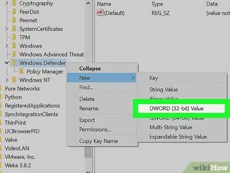 Step 6 Clique em Valor DWORD (32-bit) no menu pop-up.