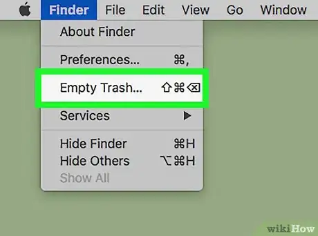 Step 11 Clique em Esvaziar lixeira... no menu suspenso Finder.