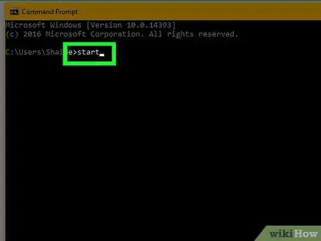 Step 4 Digite start  no Prompt de Comando, colocando um espaço após a palavra start.