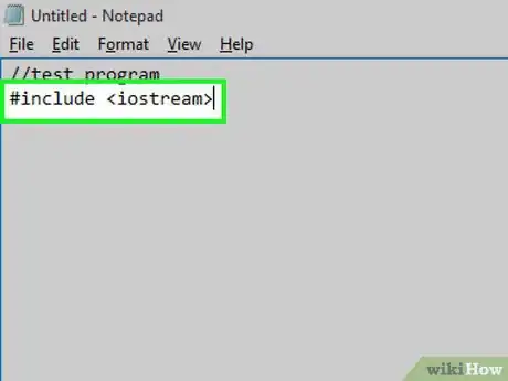 Step 4 Digite #include <iostream> e pressione a tecla ↵ Enter.