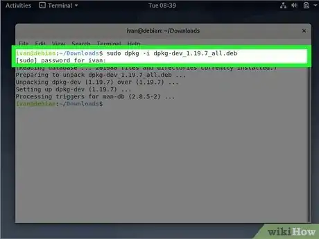 Step 4 Execute o comando sudo dpkg –i nome, trocando nome pelo nome completo do pacote com extensão .deb.