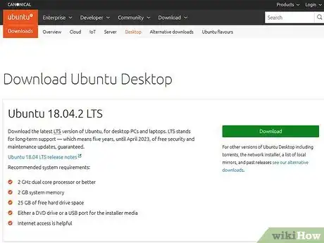 Step 1 Abra o website do Ubuntu.