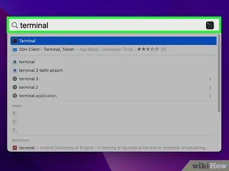 Step 2 Digite terminal na caixa de pesquisa Em seguida, o "Terminal" aparecerá nos resultados da busca.