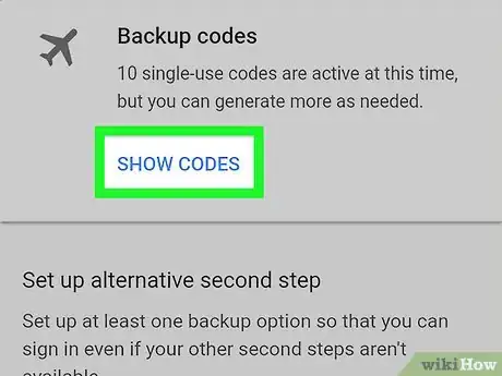 Step 6 Desça a tela e toque em Configurar abaixo de "Códigos de backup".