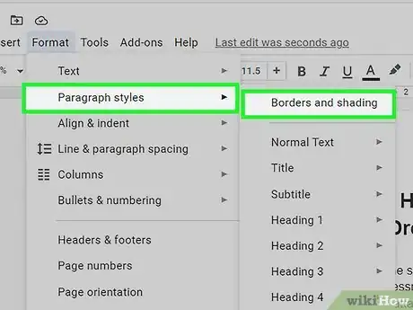 Step 4 Passe o cursor por Estilos de parágrafo e selecione a opção Bordas e sombreamento.