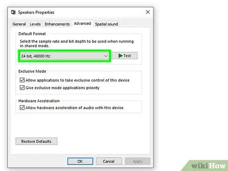 Step 7 Na seção “Formato padrão”, há um menu suspenso embaixo; selecione-o.