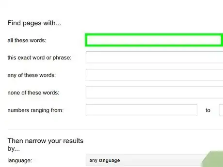 Step 2 Digite os termos de busca na seção “Localizar páginas com...”.