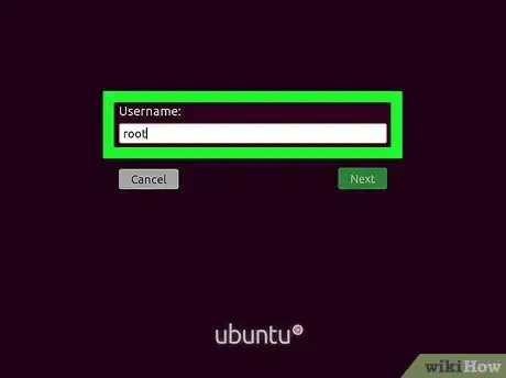 Step 3 Faça login usando um usuário com acesso root.