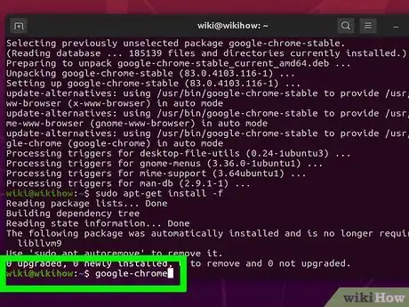 Step 7 Digite google-chrome e pressione a tecla ↵ Enter para abrir o Chrome.