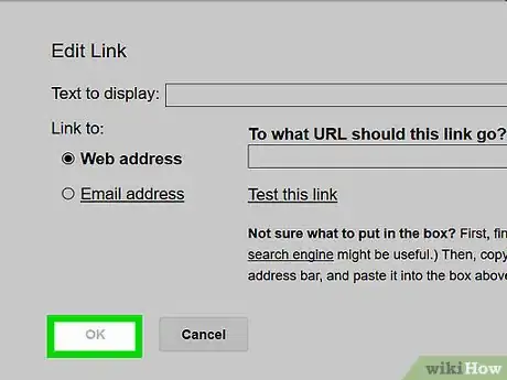 Step 8 Clique em OK ou Salvar para publicar o hyperlink dentro do e-mail.