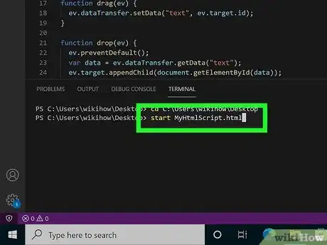 Step 5 Digite start, depois o nome do arquivo HTML e pressione ↵ Enter.