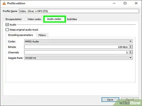 Step 11 Clique na aba Codec de áudio.