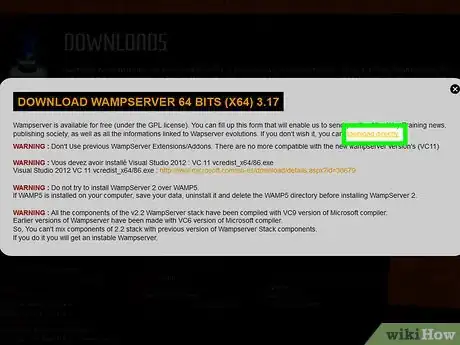 Step 5 Clique no link download directly (baixar diretamente) no canto superior direito da janela pop-up.