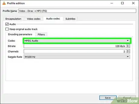 Step 12 Selecione um codec de áudio (opcional).