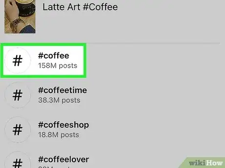 Step 11 Toque na hashtag que quer adicionar ao seu post.