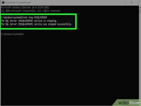 Step 4 Interrompa a execução do SQL Server.