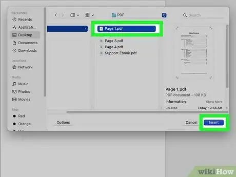 Step 14 Selecione o PDF "Página 1" e clique em Inserir.