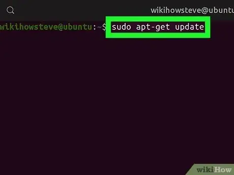 Step 2 Digite sudo apt-get update e pressione ↵ Enter.