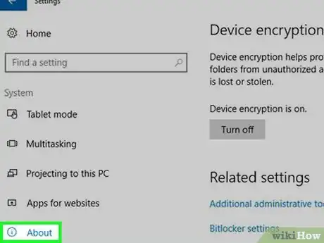 Step 4 Clique na aba Criptografia de dispositivo no lado esquerdo da janela "Sistema".