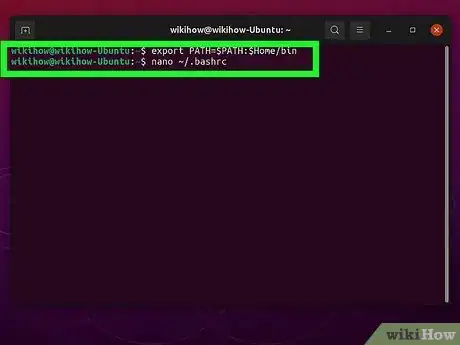 Step 3 Digite “nano ~/.bashrc” e tecle ↵ Enter.