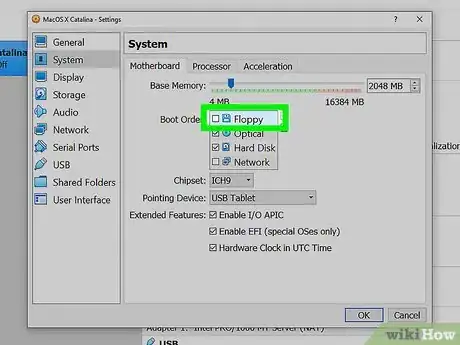 Step 3 Acesse System (Sistema) e desmarque “Floppy” (Disquete).