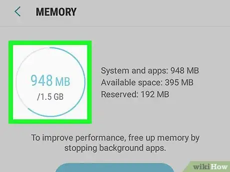 Step 4 Analise a RAM do Android na parte superior da tela.