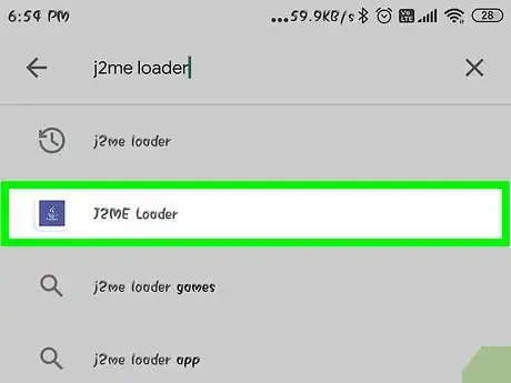 Step 4 Toque em J2ME Loader na lista suspensa de resultados.