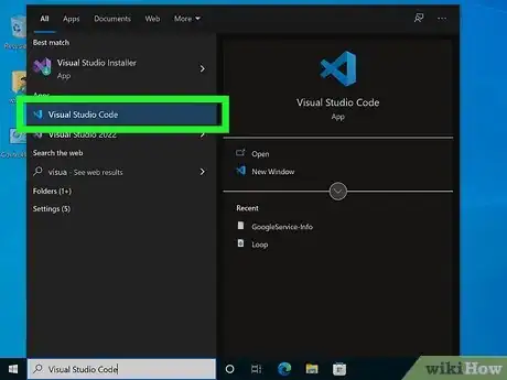 Step 1 Abra o Visual Studio Code clicando em seu ícone, um laço azul.