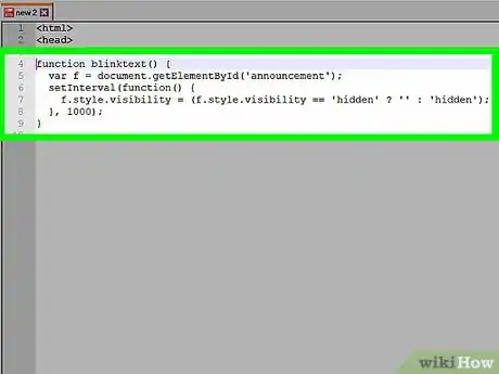 Step 1 Insira um script no início do documento HTML.