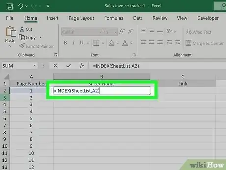 Step 10 Digite a seguinte fórmula na célula B2 da planilha do menu de navegação.
