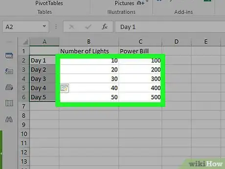 Step 6 Digite os dados do gráfico.