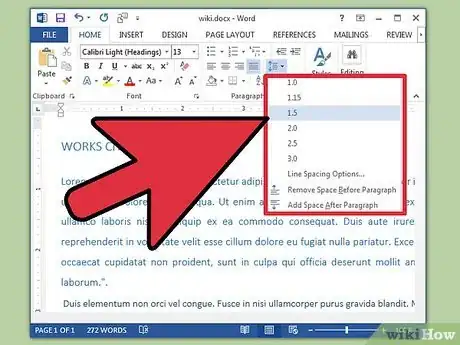 Step 3 Defina o espaçamento de linha do seu documento.