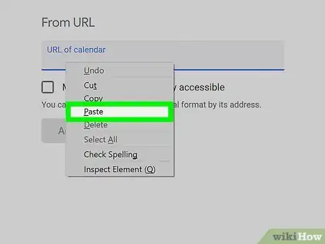 Step 13 Clique com o botão direito em "URL da agenda" e selecione Colar.
