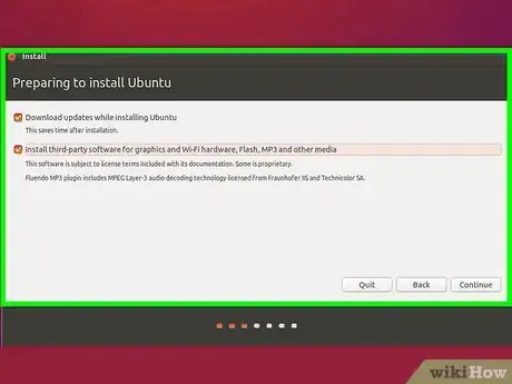 Step 7 Selecione ambas as opções na página "Preparando para instalar o Ubuntu".