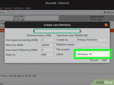 Step 7 Digite Windows10 no campo "Etiqueta".