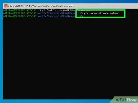 Step 4 Digite gcc -o [nome_do_executável] [arquivo_fonte].c  e tecle ↵ Enter.