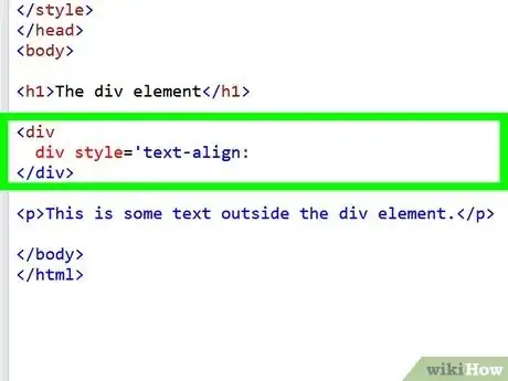 Step 2 Determine como precisa modificar o alinhamento do texto naquela "div".