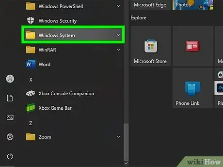 Step 2 Role a tela até Sistema do Windows e clique nessa pasta.
