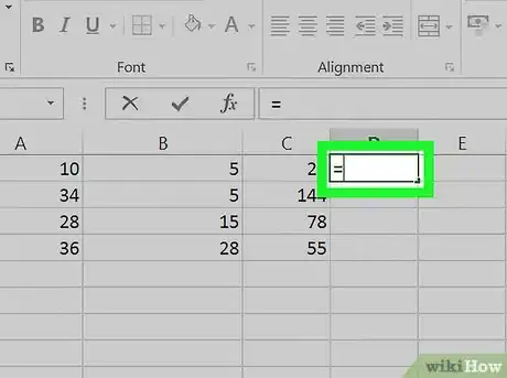 Step 5 Digite "=" dentro da célula.
