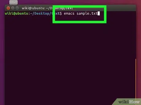 Step 1 Digite emacs MeuTexto.txt no Terminal.