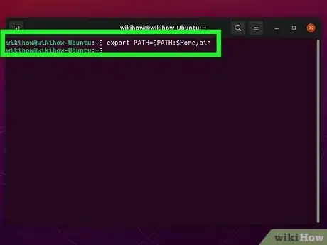 Step 2 Digite o comando para exportar o diretório dos programas à variável $PATH.