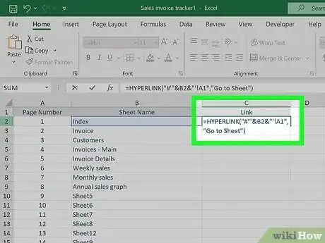 Step 12 Digite a seguinte fórmula na célula C2 da planilha para criar a função de hiperlink: