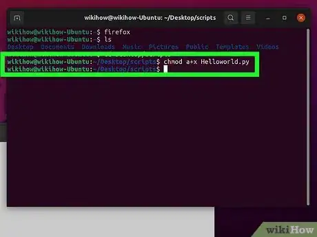 Step 3 Insira chmod a+x [nomedoarquivo] e aperte ↵ Enter.