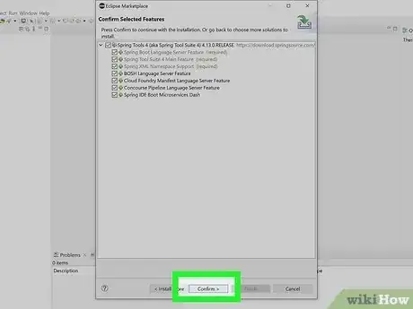 Step 7 Selecione Confirm (Confirmar), no fim da janela da Eclipse Marketplace.